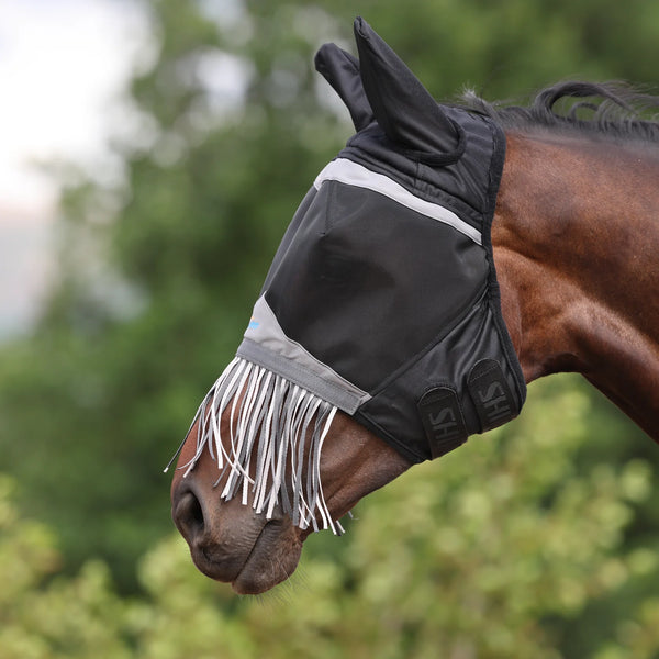 Shires Fine Mesh Fly Mask with Ears & Nose Fringe