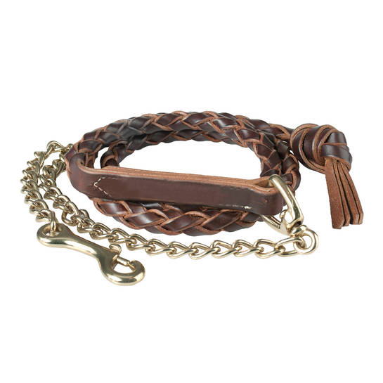 Finn Tack Braided Leather Lead Shank - Gold