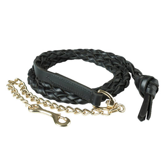 Finn Tack Braided Leather Lead Shank - Gold