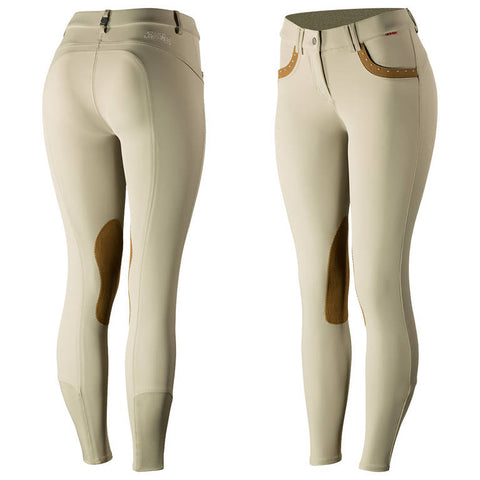 B Vertigo Denise Mid-Rise Curvy Knee Patch Breeches - Women's