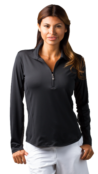 San Soleil SunGlow Performance Zip Polo Long Sleeve Shirt - Women's