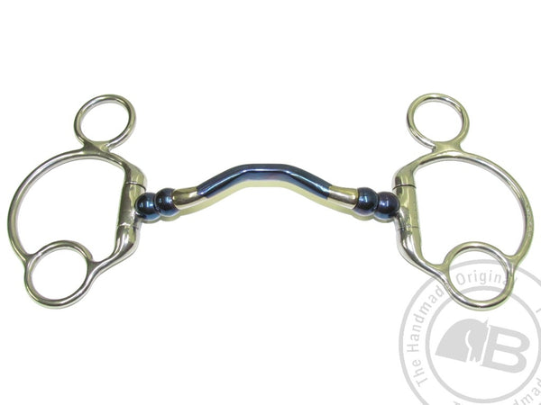 Bombers Bits Eggbutt 2½ Ring Cherry Roller Happy Tongue | Sweet Iron Blue Bit